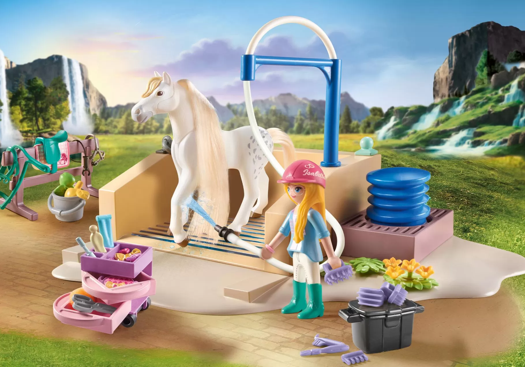 Zwierzęta | PLAYMOBIL Isabella i Lioness z myjnią dla koni