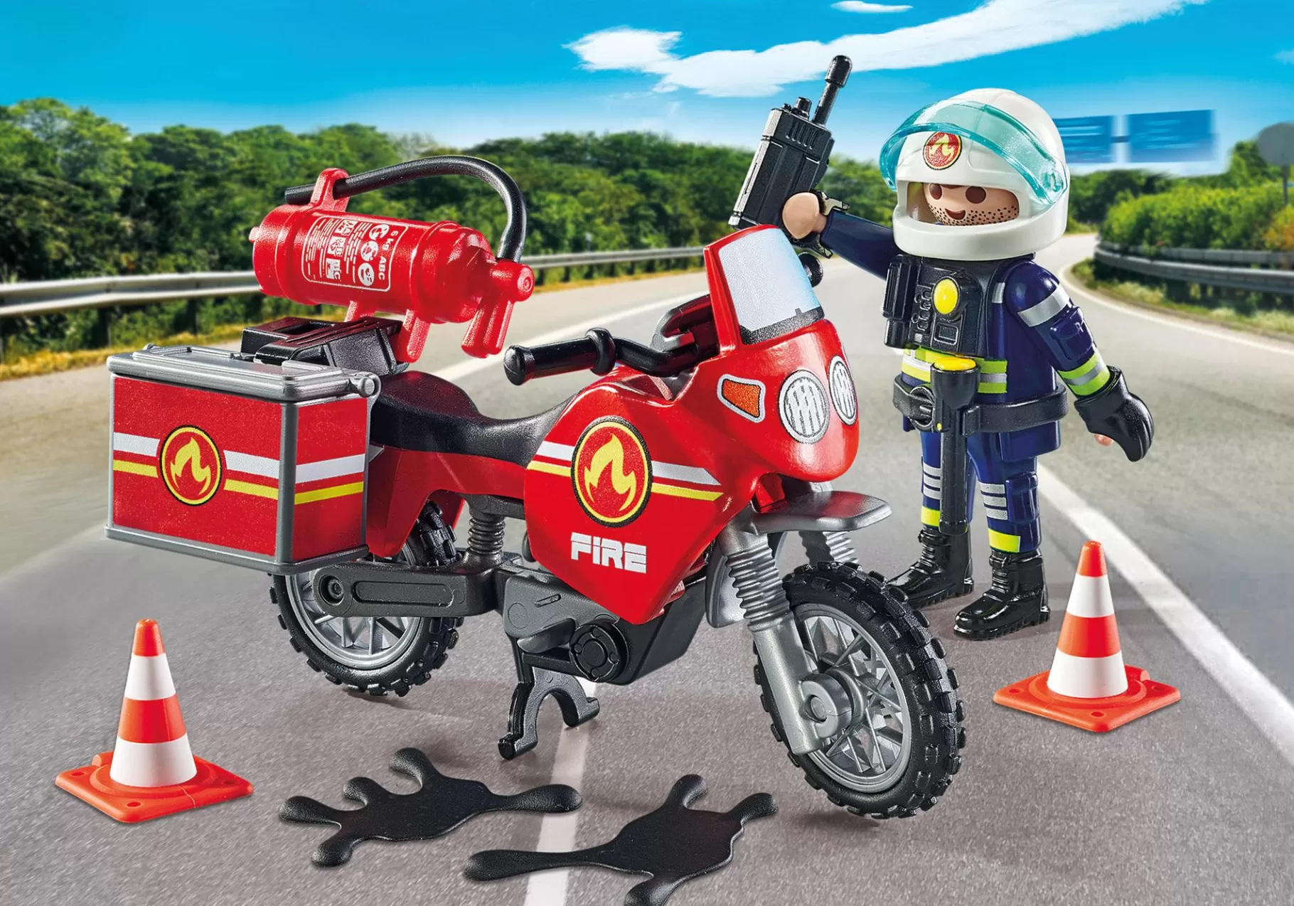 Bohaterowie Dnia Codziennego | Akcja I Przygoda | PLAYMOBIL Motocykl straży pożarnej na miejscu wypadku