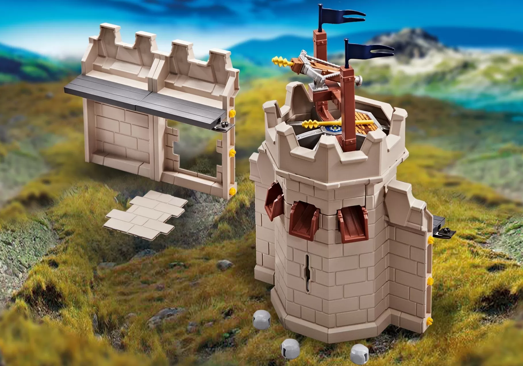 Fantazja | Akcja I Przygoda | PLAYMOBIL Rozbudowa wieży z wyrzutnią na kamienie Dużego zamku Novelmore