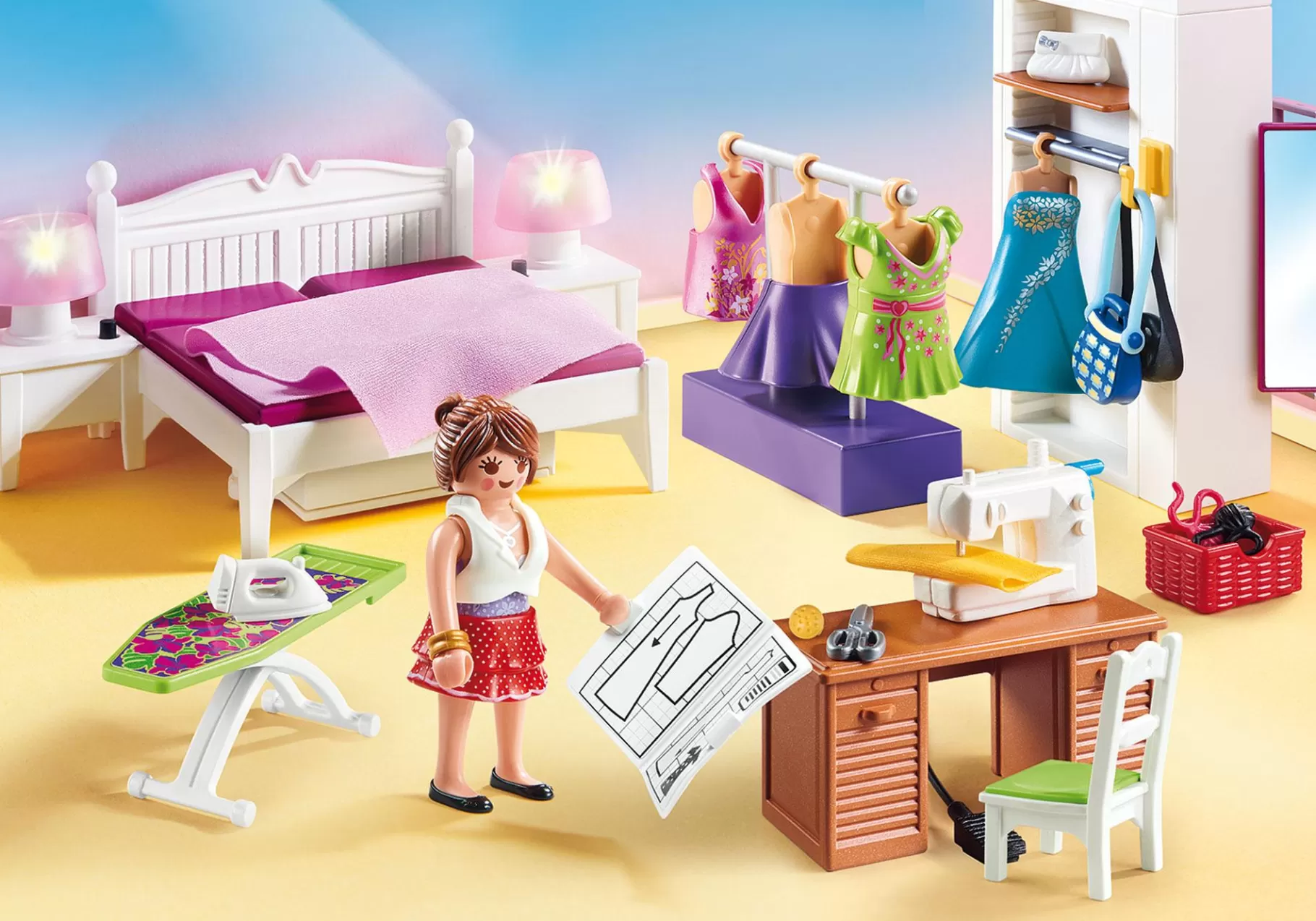 Życie Rodzinne | Dollhouse | PLAYMOBIL Sypialnia z kącikiem do szycia